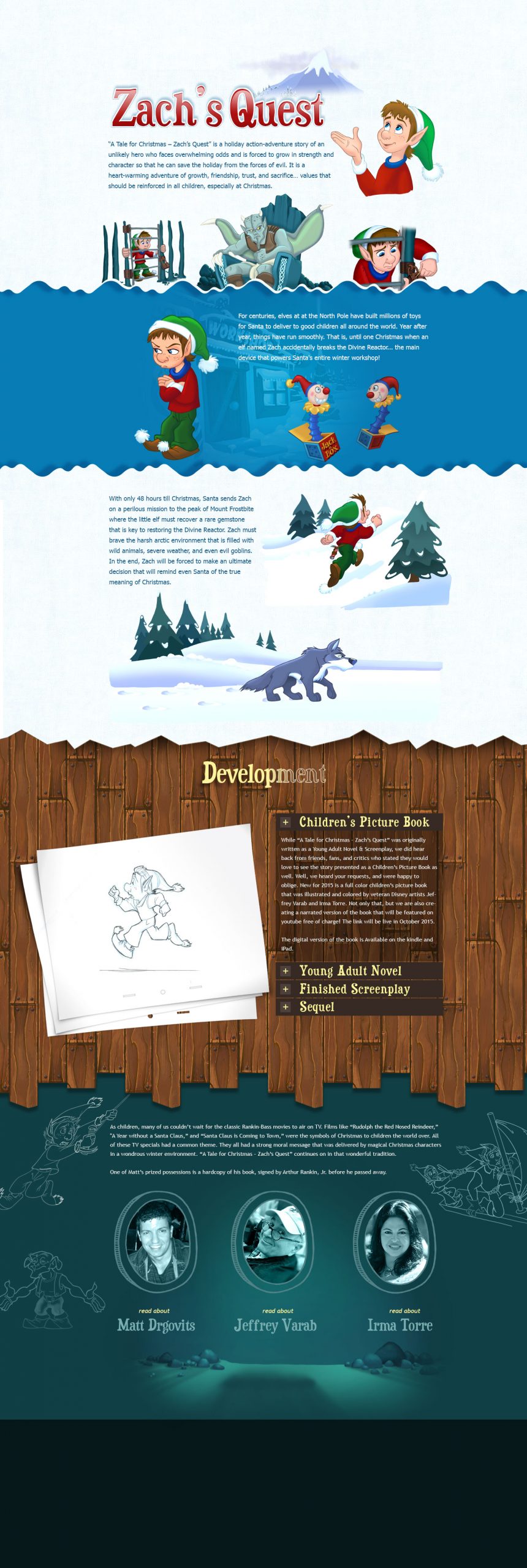 full page layout for A Tale for Christmas website